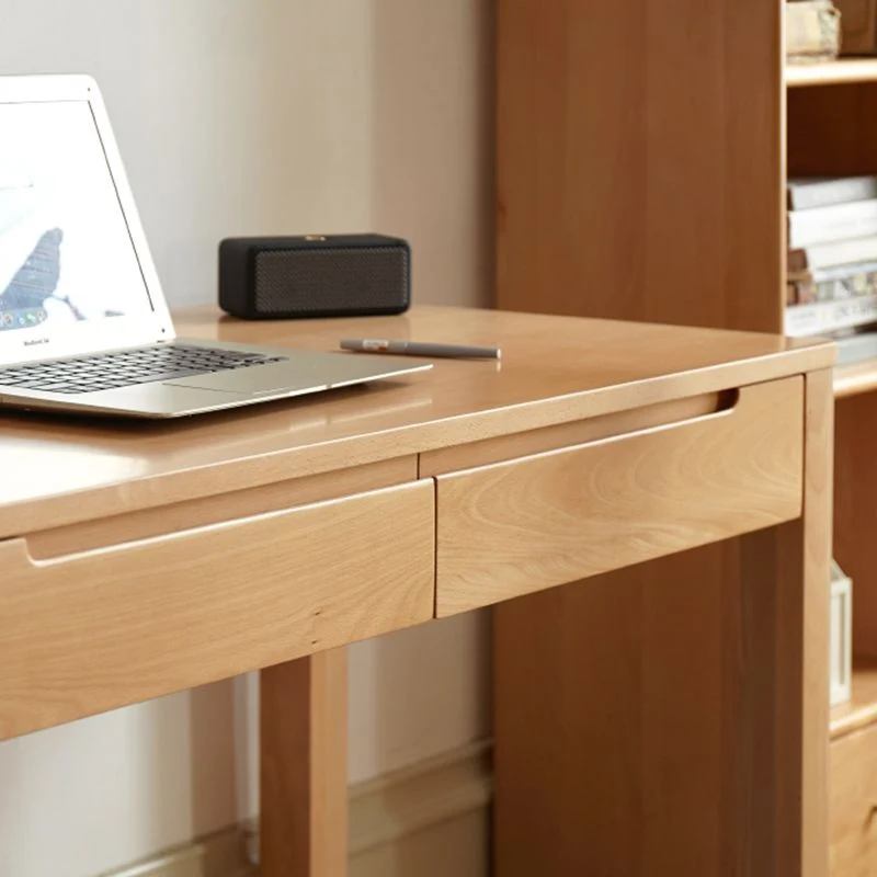 Bureau à domicile en bois de hêtre, bureau d'écriture naturel moderne avec tiroir Clearhalo