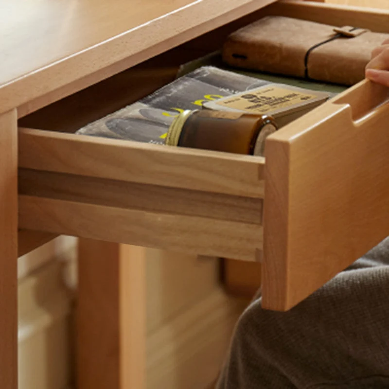 Bureau à domicile en bois de hêtre, bureau d'écriture naturel moderne avec tiroir Clearhalo