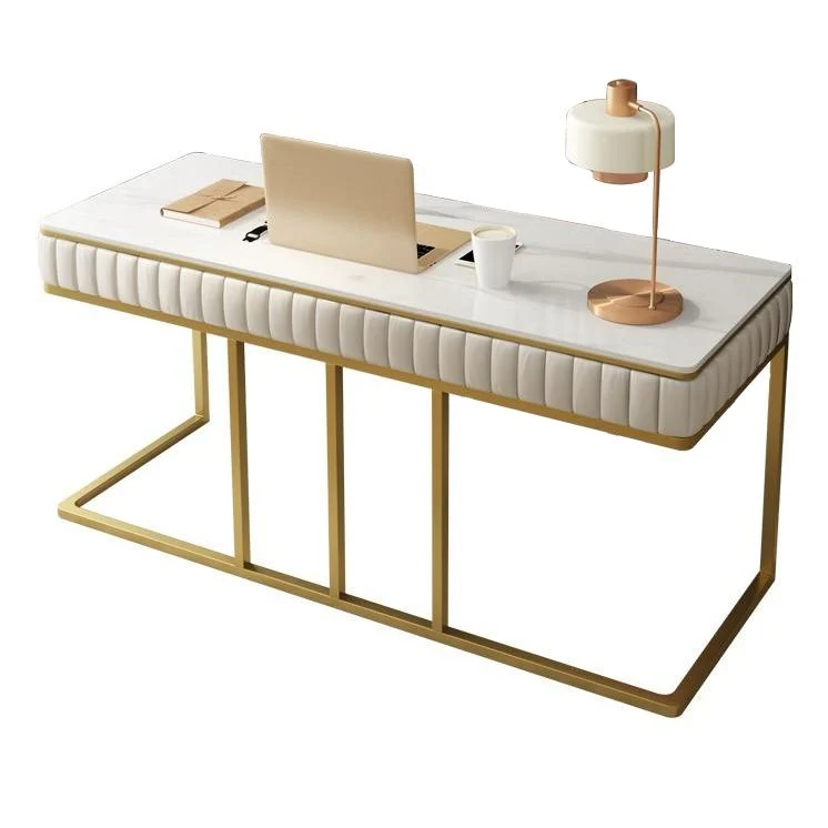Bureau à domicile bureau d'écriture Style Glam bureau à tiroir incurvé sans chaise Clearhalo