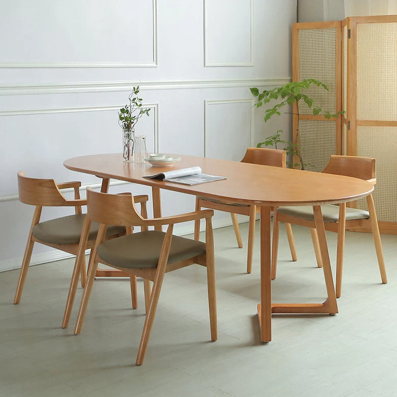Bureau à domicile ovale moderne, Table de conférence, bureau d'écriture en bois Clearhalo
