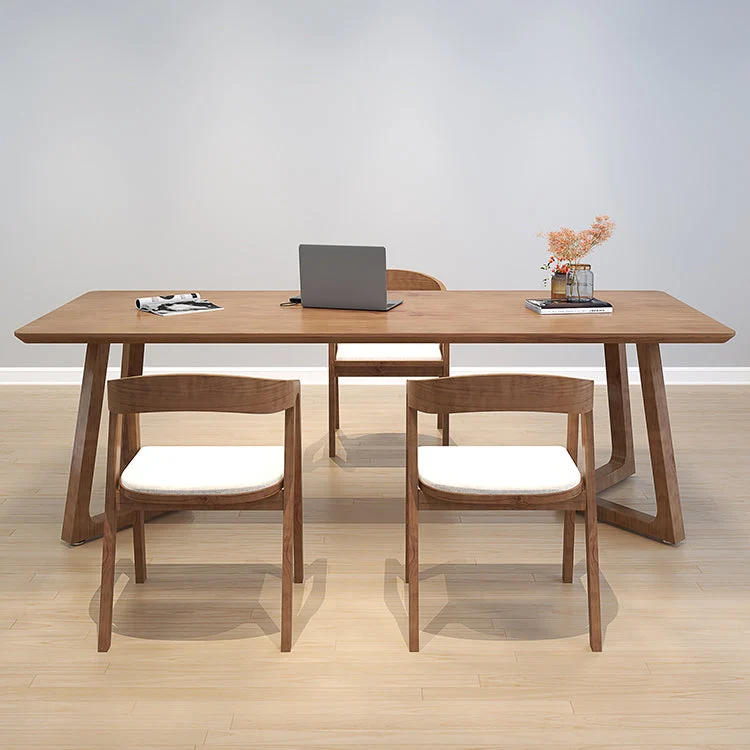 Bureau à domicile de Style moderne, bureau d'écriture rectangulaire en bois massif marron Clearhalo