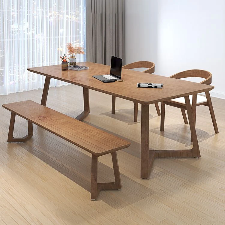 Bureau à domicile de Style moderne, bureau d'écriture rectangulaire en bois massif marron Clearhalo