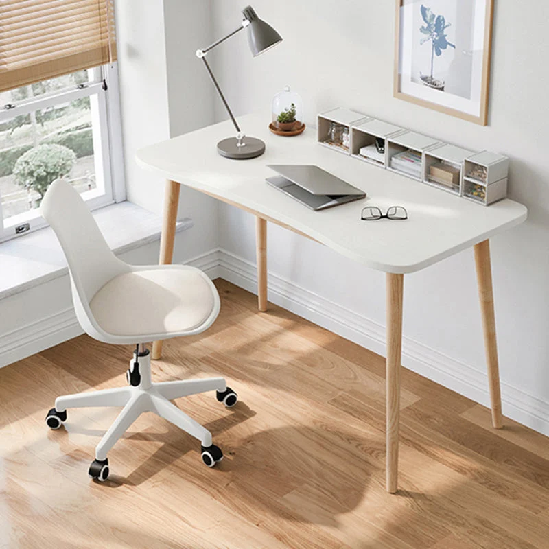 Bureau d'ordinateur avec pieds en bois massif, Base Parsons de Style moderne, bureau d'écriture Clearhalo