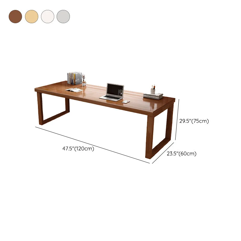 Bureau d'ordinateur à base de traîneau de bureau d'écriture rectangulaire en bois d'hévé, 29,5" H Clearhalo