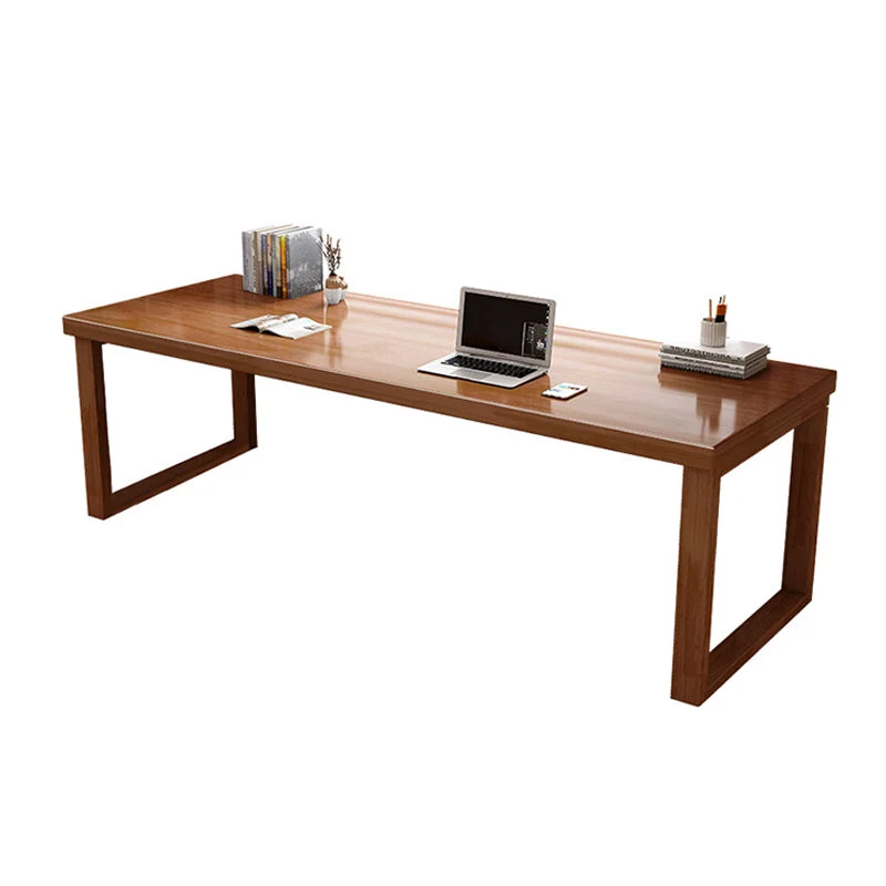 Bureau d'ordinateur à base de traîneau de bureau d'écriture rectangulaire en bois d'hévé, 29,5" H Clearhalo