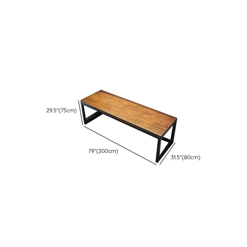 Bureau d'ordinateur en bois de bureau rectangulaire contemporain avec pieds en métal Clearhalo