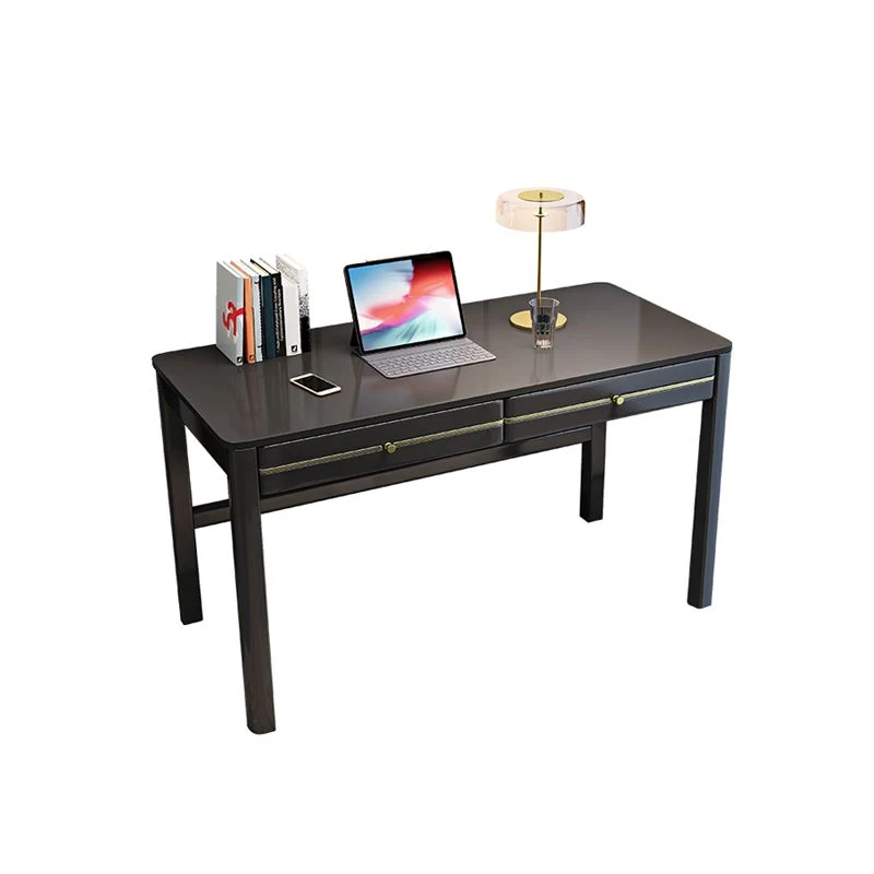 Bureau d'ordinateur en bois d'hévé de style Glam, base Parsons, bureau à domicile avec tiroirs Clearhalo