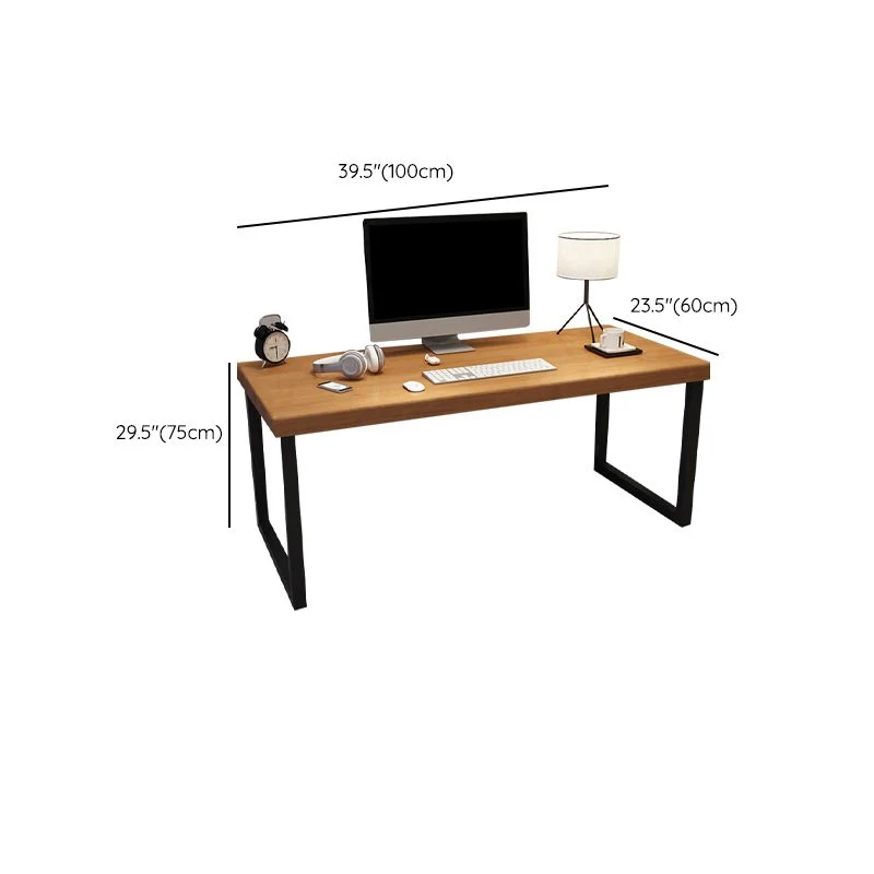 Bureau d'ordinateur en bois de forme rectangulaire, bureau d'écriture marron pour la maison Clearhalo