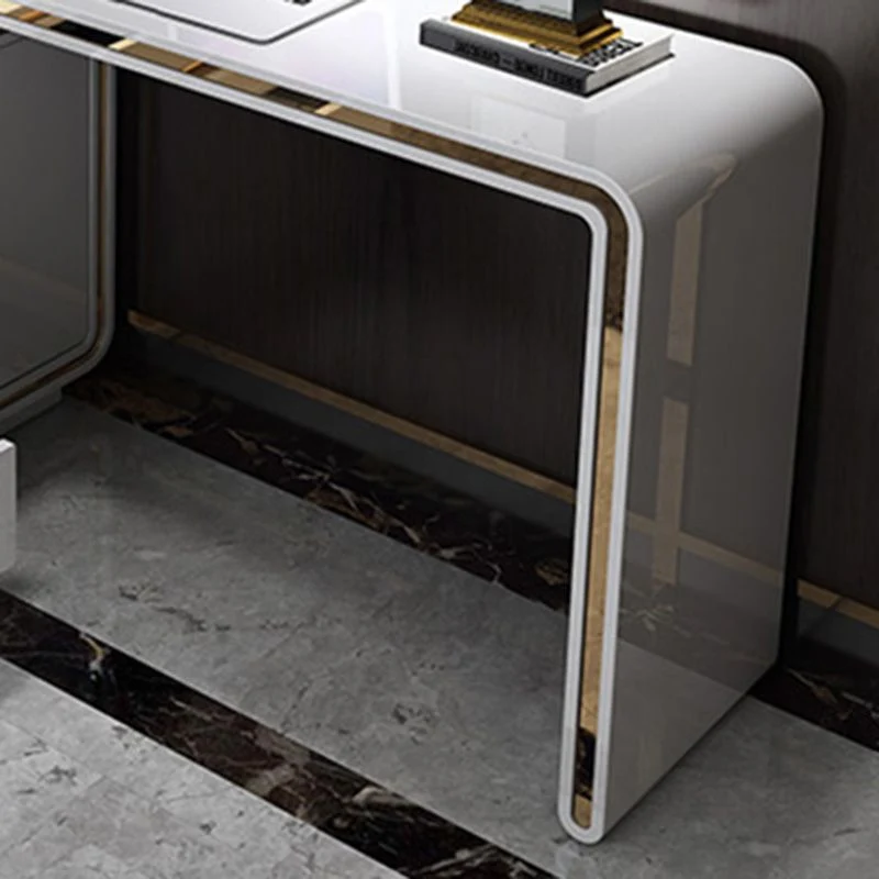 Bureau d'ordinateur en bois Glam, bureau d'écriture sur pied blanc pour la maison Clearhalo