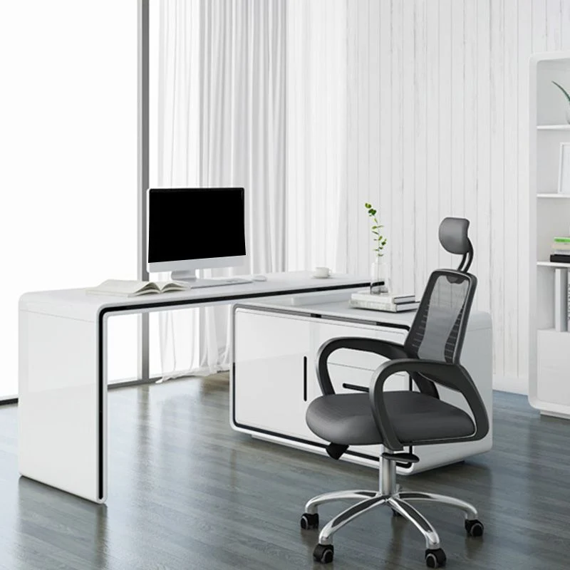 Bureau d'ordinateur en bois Glam, bureau d'écriture sur pied blanc pour la maison Clearhalo