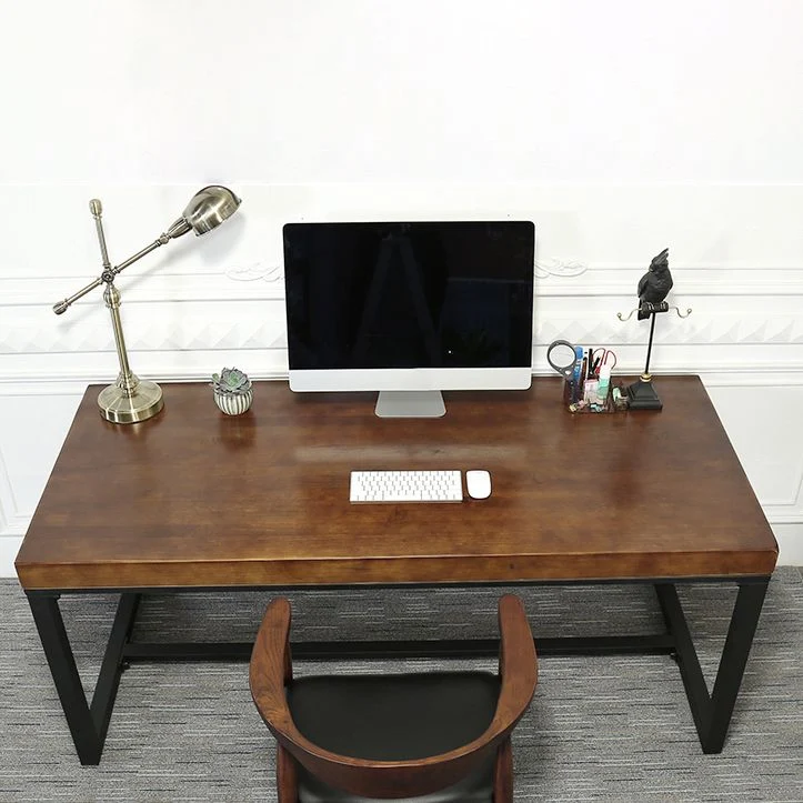 Bureau d'ordinateur en bois industriel, bureau rectangulaire naturel Clearhalo