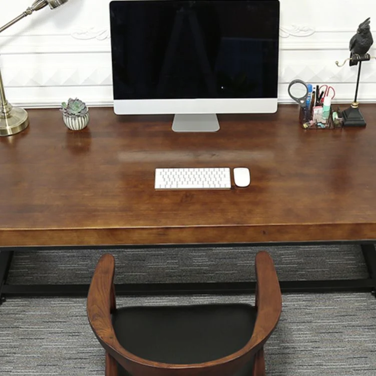 Bureau d'ordinateur en bois industriel, bureau rectangulaire naturel Clearhalo
