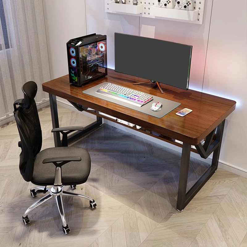Bureau d'ordinateur en bois massif, bureau d'écriture rectangulaire contemporain Clearhalo