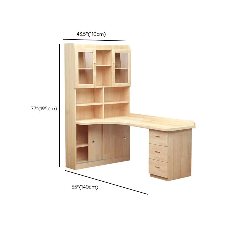 Bureau d'ordinateur en bois massif, bureau d'écriture à tiroir verrouillable avec 3 tiroirs Clearhalo