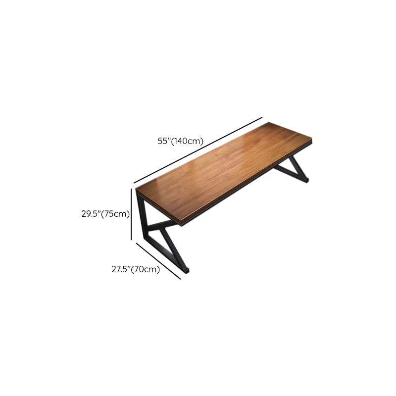 Bureau d'ordinateur en bois massif, finition antique, pieds en métal Clearhalo