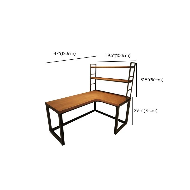 Bureau d'ordinateur en bois massif en forme de L, bureau à domicile de 29,5 pouces de haut Clearhalo