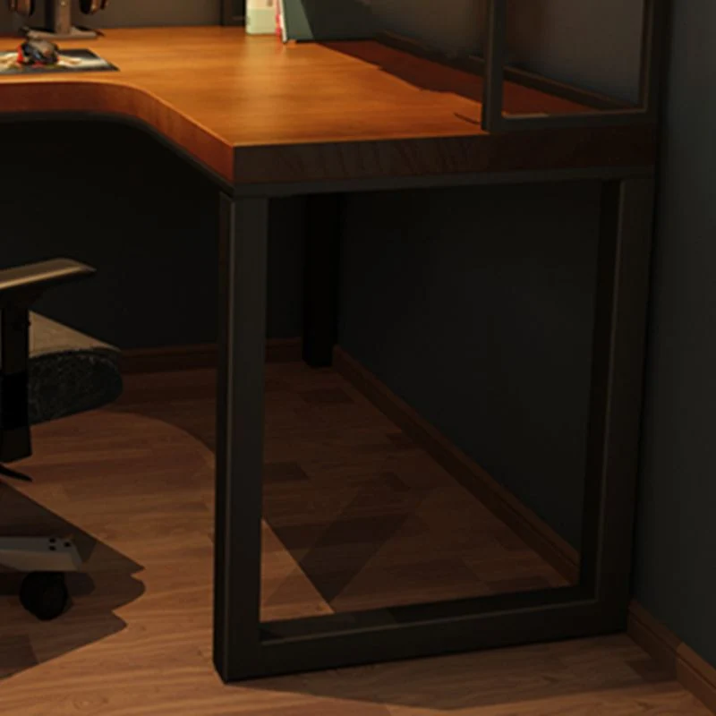 Bureau d'ordinateur en bois massif en forme de L, bureau à domicile de 29,5 pouces de haut Clearhalo