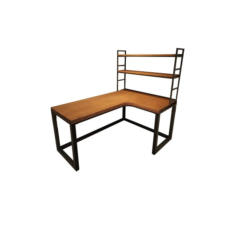 Bureau d'ordinateur en bois massif en forme de L, bureau à domicile de 29,5 pouces de haut Clearhalo