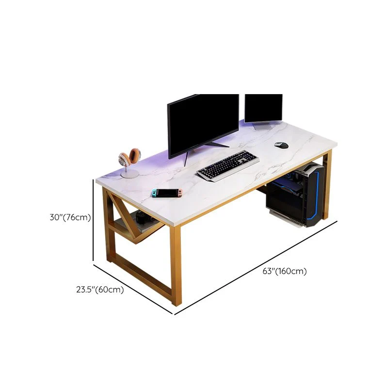Bureau d'ordinateur en bois moderne, gestion des câbles, bureau rectangulaire Clearhalo