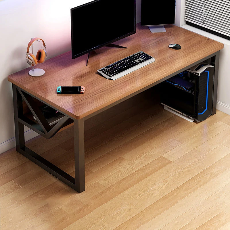 Bureau d'ordinateur en bois moderne, gestion des câbles, bureau rectangulaire Clearhalo