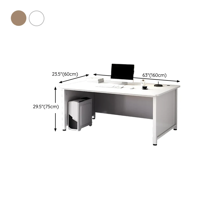 Bureau d'ordinateur en bois moderne, gestion des câbles, bureau rectangulaire Clearhalo