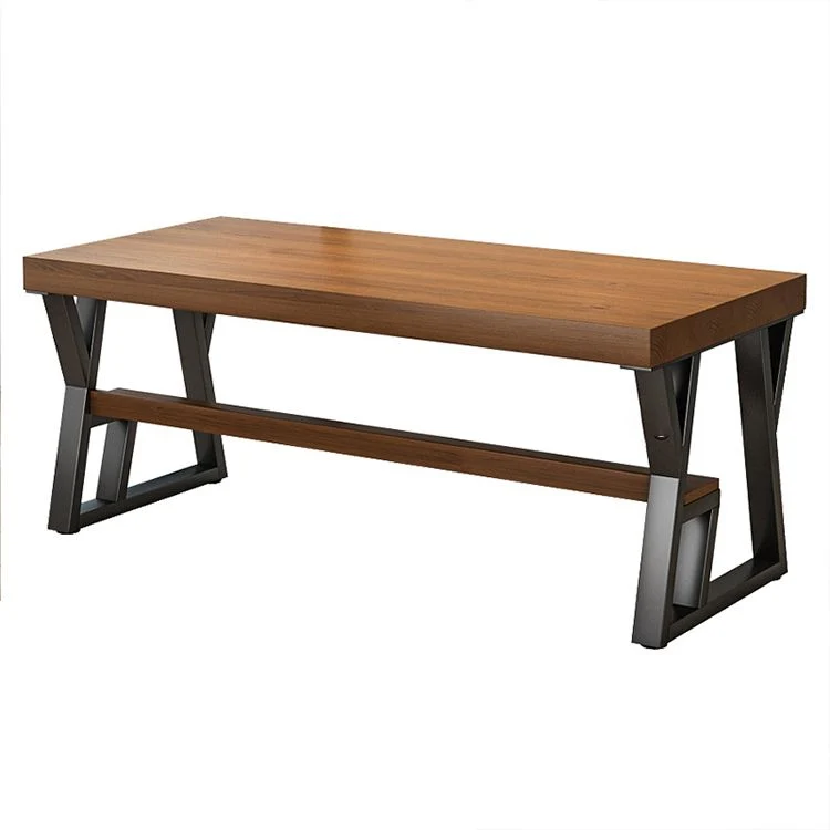 Bureau d'ordinateur en bois naturel, bureau rectangulaire industriel Clearhalo