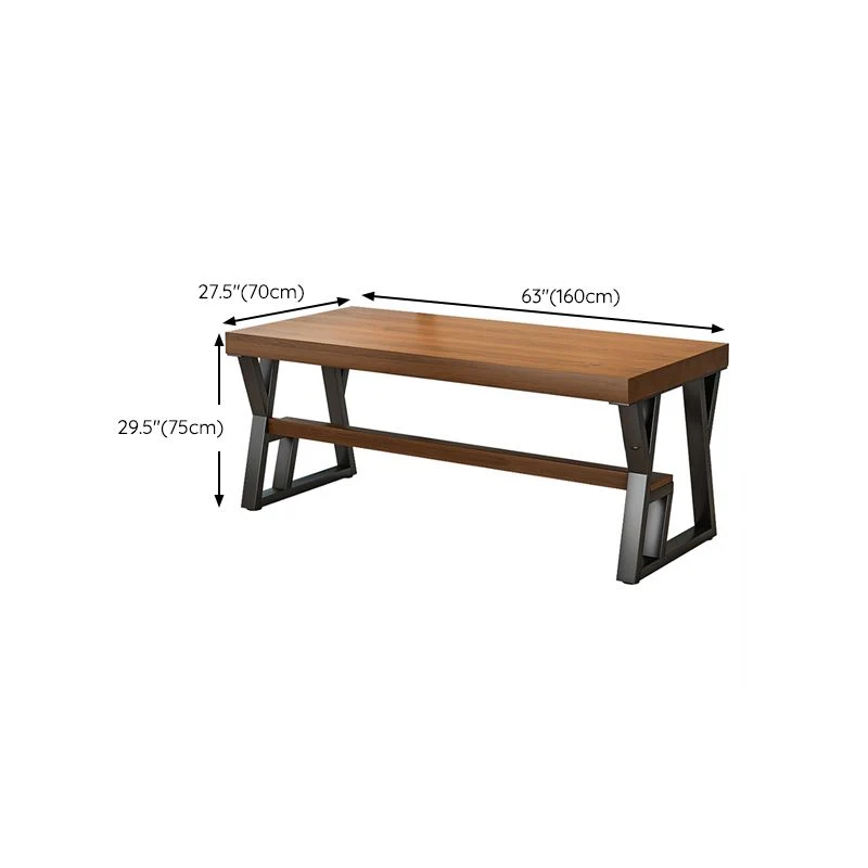 Bureau d'ordinateur en bois naturel, bureau rectangulaire industriel Clearhalo