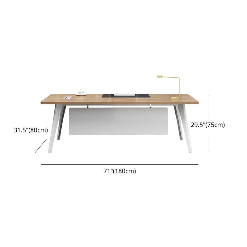Bureau d'ordinateur en bois rectangulaire avec gestion des câbles, bureau de réunion moderne pour le bureau Clearhalo