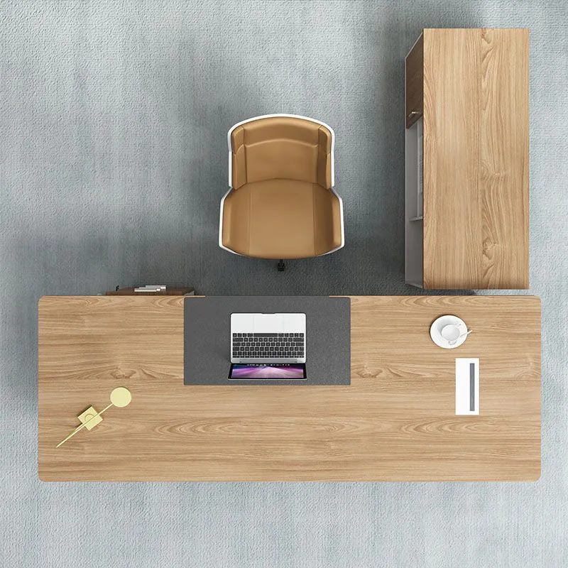 Bureau d'ordinateur en bois rectangulaire avec gestion des câbles, bureau de réunion moderne pour le bureau Clearhalo