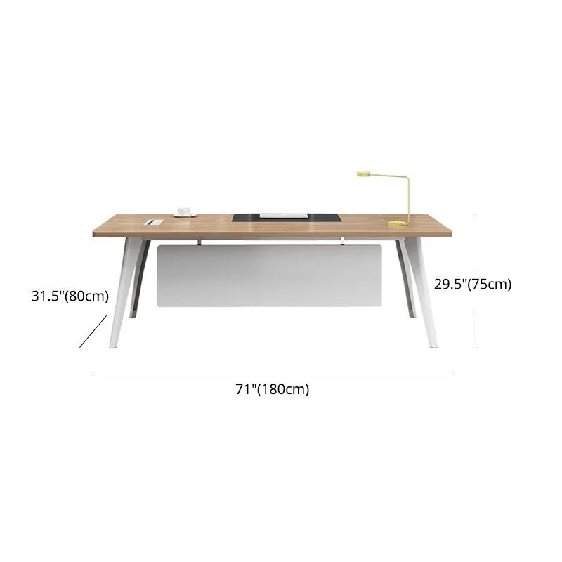 Bureau d'ordinateur en bois rectangulaire avec gestion des câbles, bureau de réunion moderne pour le bureau Clearhalo