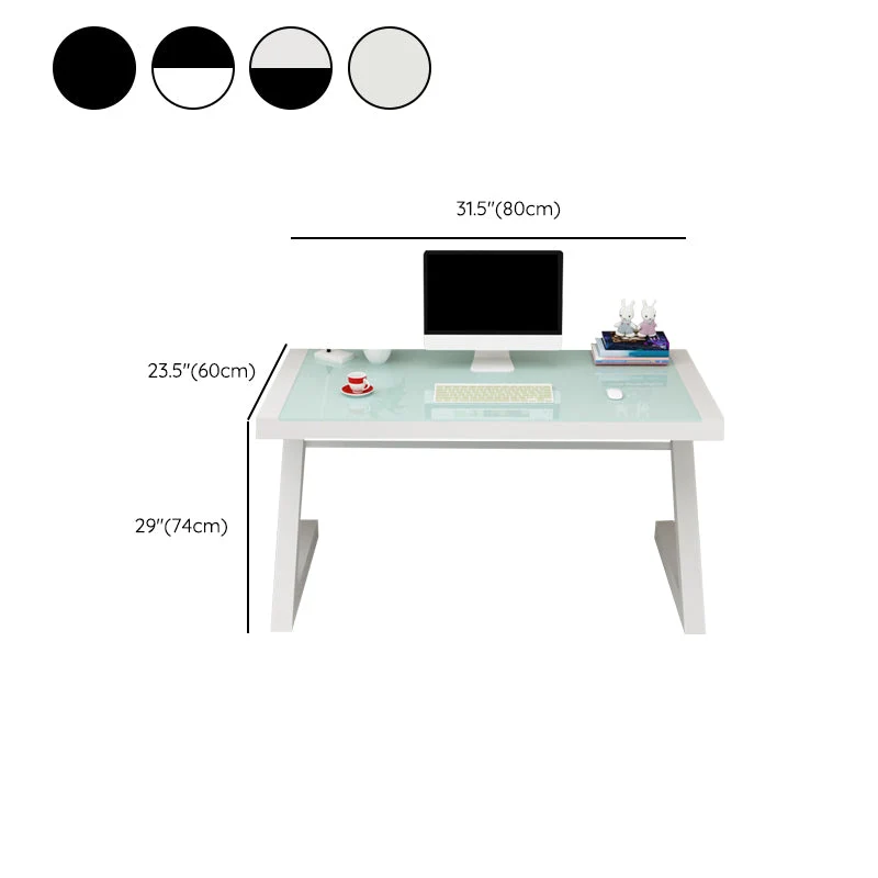 Bureau d'ordinateur contemporain avec dessus en verre et finition antique Clearhalo