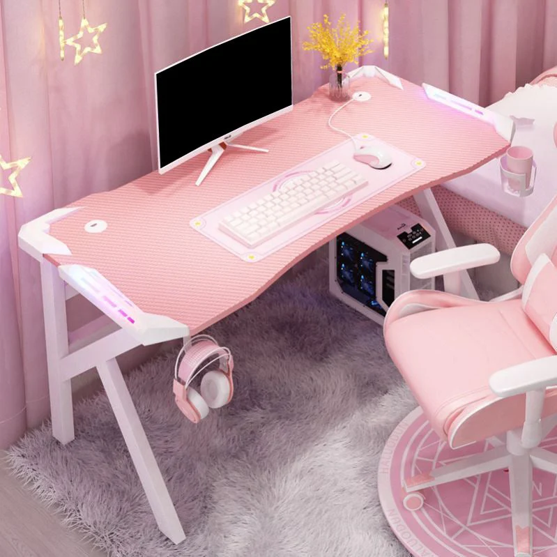 Bureau d'ordinateur contemporain avec gestion des câbles, bureau de jeu pour dortoir Clearhalo