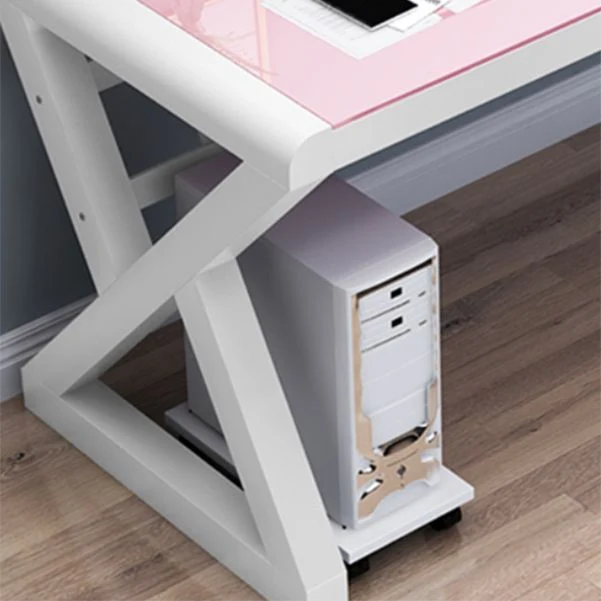 Bureau d'ordinateur contemporain avec plateau en verre rectangulaire Clearhalo