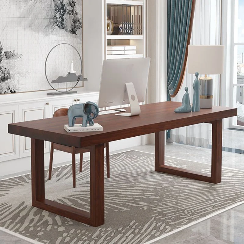 Bureau d'ordinateur contemporain en bois massif avec finition antique Clearhalo