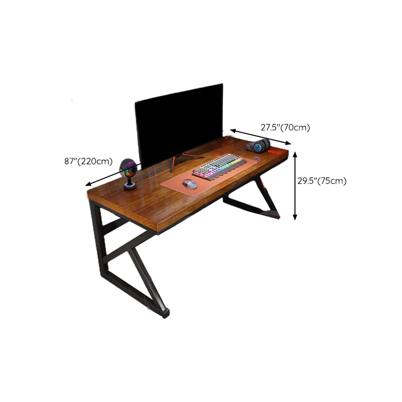 Bureau d'ordinateur contemporain en bois massif avec pieds Clearhalo