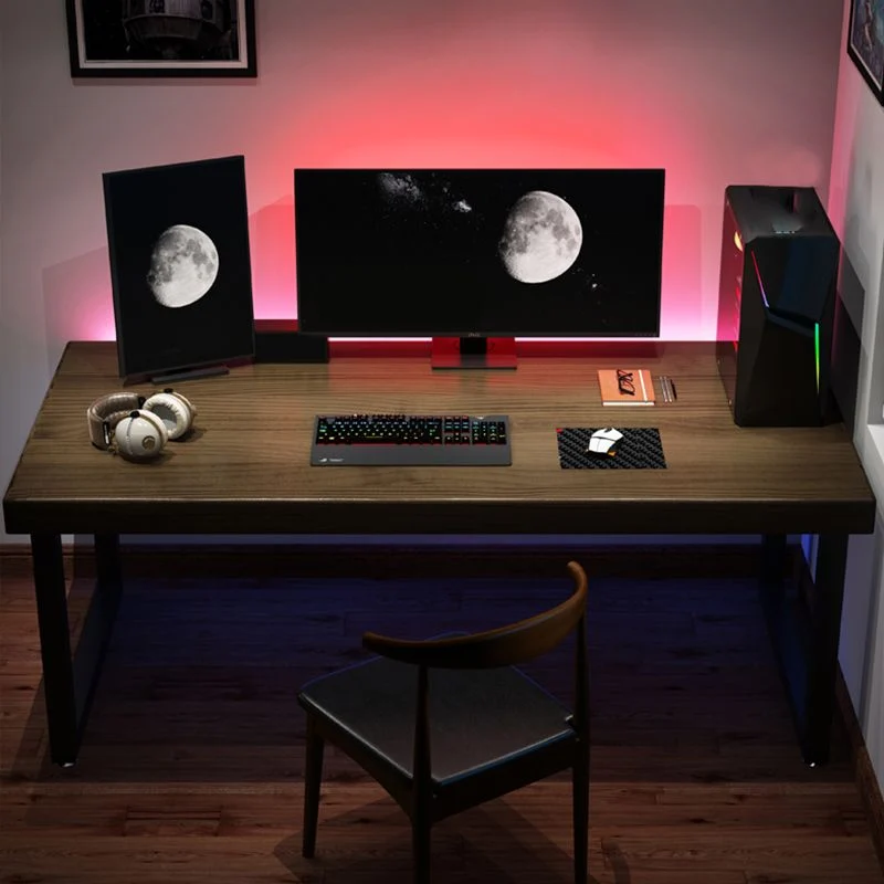 Bureau d'ordinateur contemporain en bois massif, base traîneau, bureau de jeu de 29,53 po de hauteur Clearhalo