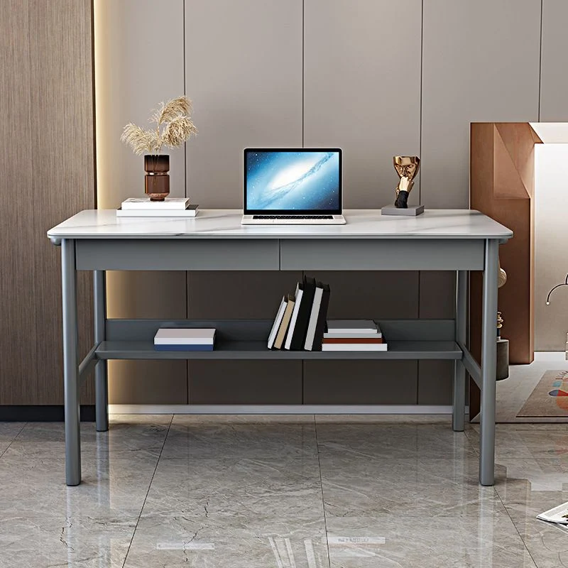 Bureau d'ordinateur contemporain en bois massif, finition antique Clearhalo