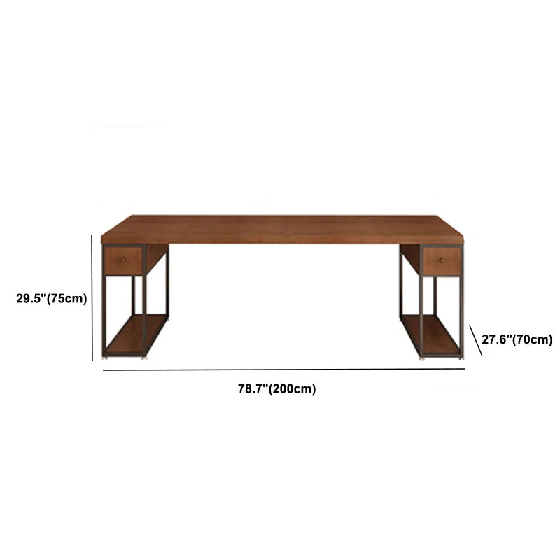 Bureau d'ordinateur contemporain en bois massif de 30 pouces de hauteur en brun Clearhalo
