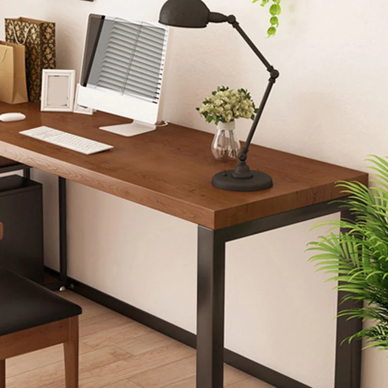 Bureau d'ordinateur contemporain en bois massif de 30 pouces de hauteur en brun Clearhalo