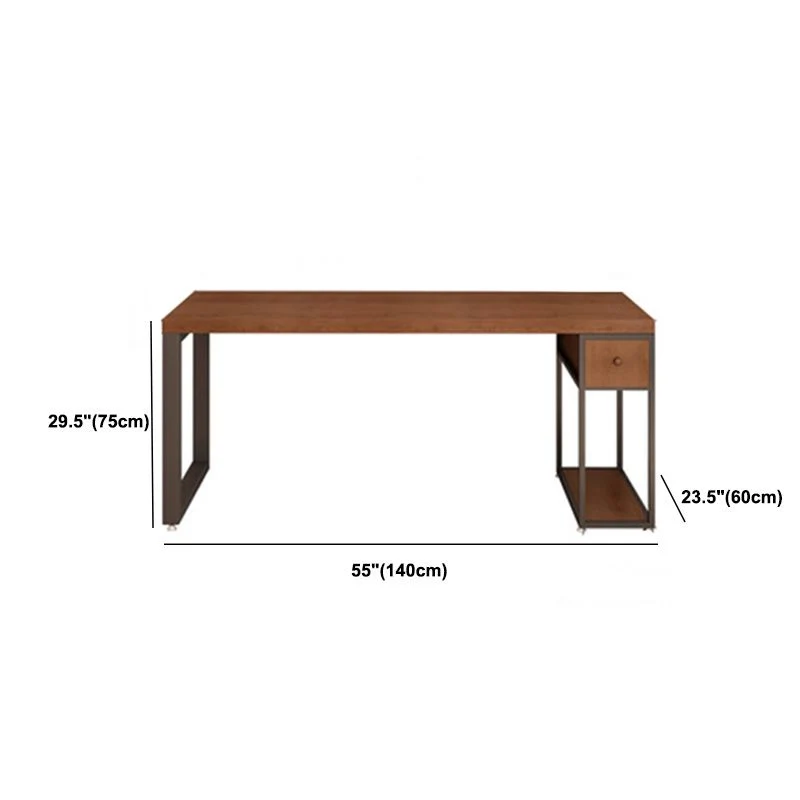 Bureau d'ordinateur contemporain en bois massif de 30 pouces de hauteur en brun Clearhalo