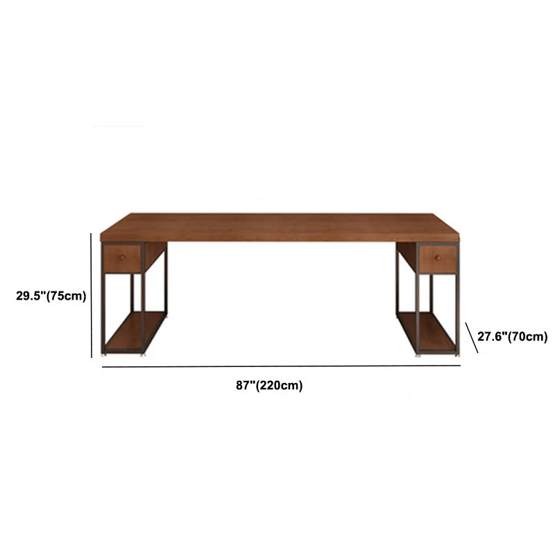 Bureau d'ordinateur contemporain en bois massif de 30 pouces de hauteur en brun Clearhalo
