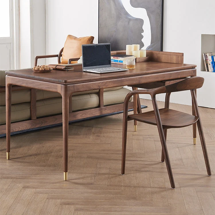 Bureau d'ordinateur contemporain en bois de noyer, bureau d'écriture avec Base Parsons Clearhalo