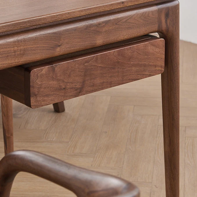 Bureau d'ordinateur contemporain en bois de noyer, bureau d'écriture avec Base Parsons Clearhalo