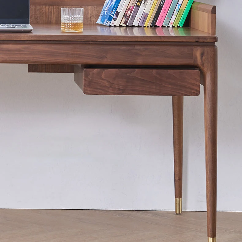 Bureau d'ordinateur contemporain en bois de noyer, bureau d'écriture avec Base Parsons Clearhalo