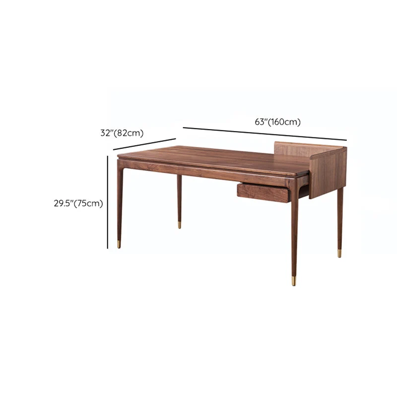 Bureau d'ordinateur contemporain en bois de noyer, bureau d'écriture avec Base Parsons Clearhalo