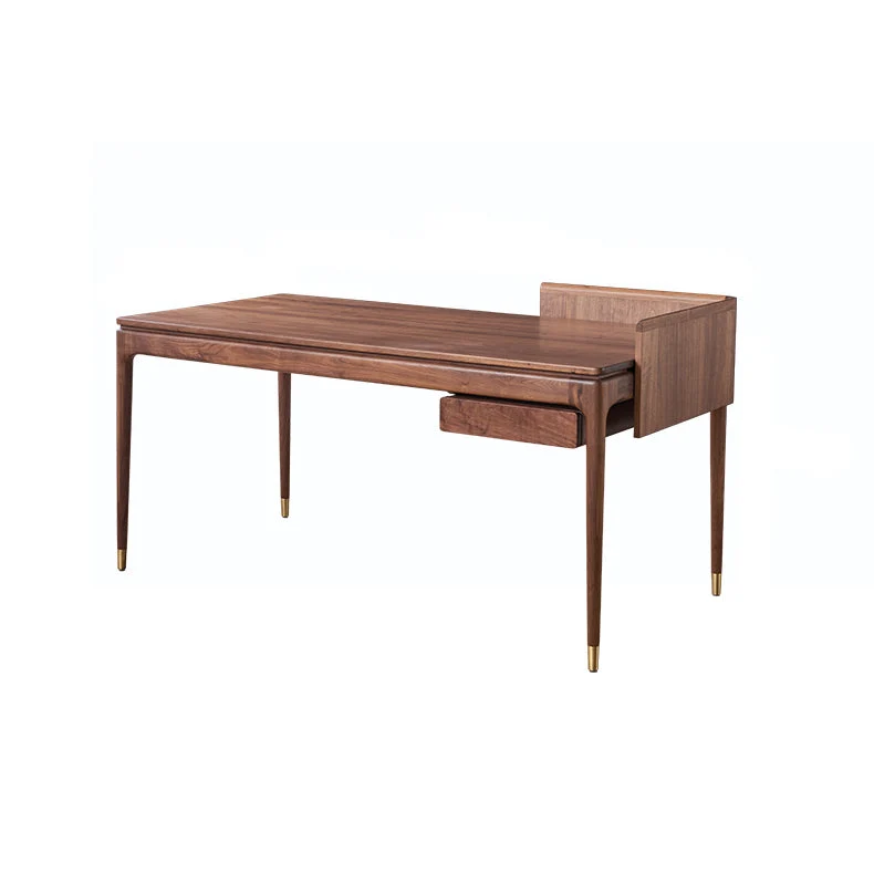 Bureau d'ordinateur contemporain en bois de noyer, bureau d'écriture avec Base Parsons Clearhalo