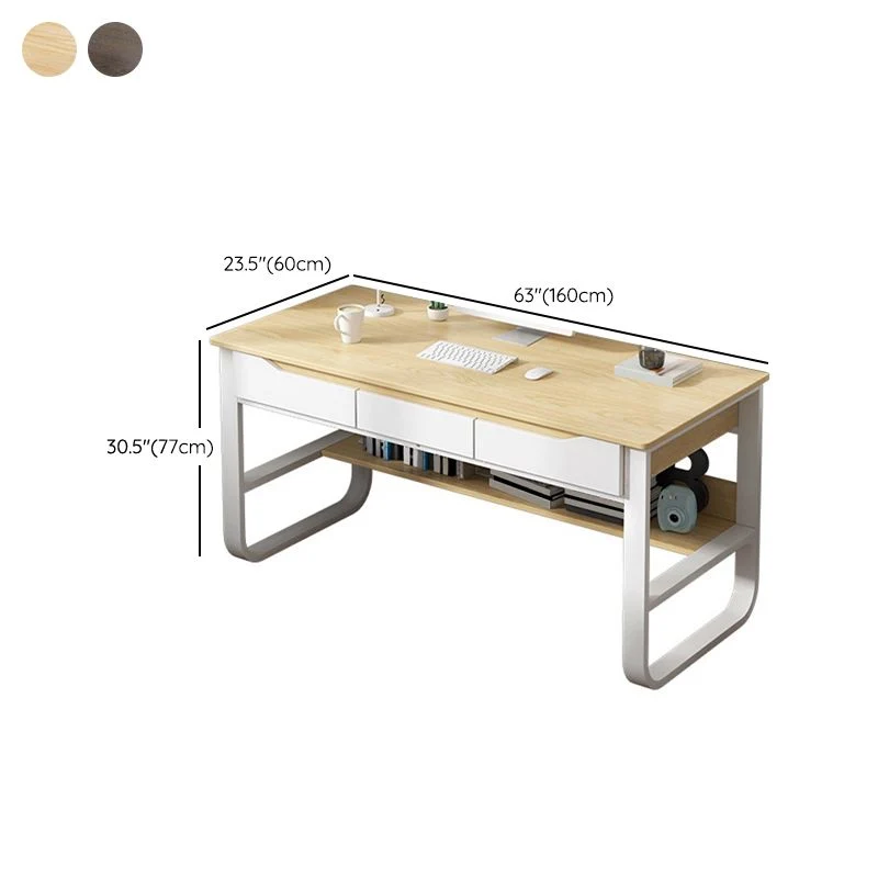 Bureau d'ordinateur contemporain en bois rectangulaire de 23 po de largeur avec tiroirs Clearhalo