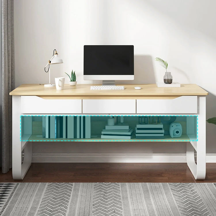 Bureau d'ordinateur contemporain en bois rectangulaire de 23 po de largeur avec tiroirs Clearhalo