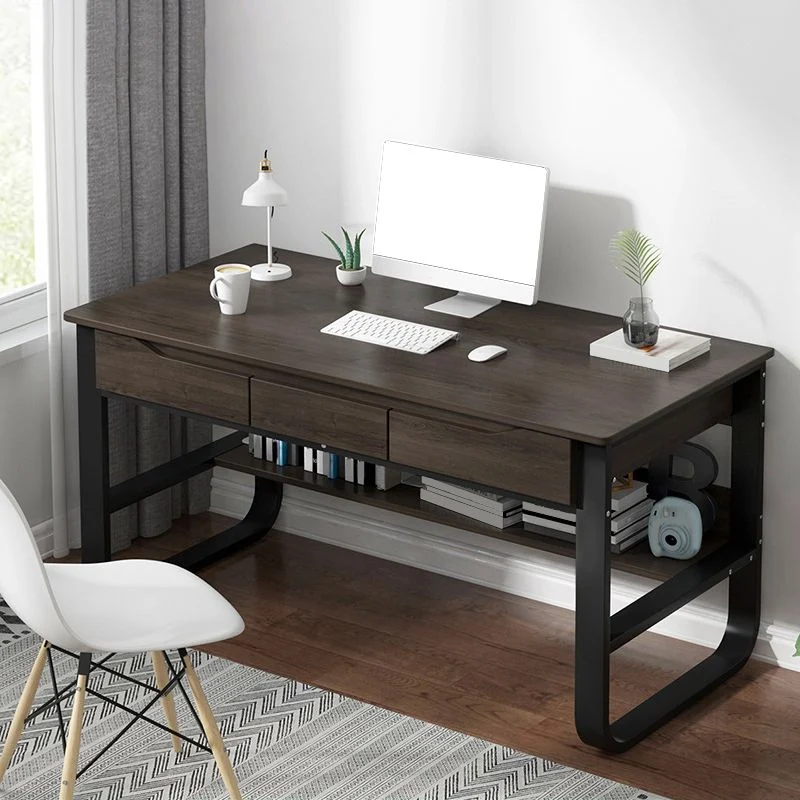 Bureau d'ordinateur contemporain en bois rectangulaire de 23 po de largeur avec tiroirs Clearhalo