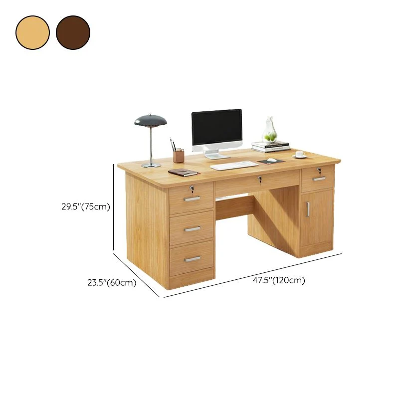 Bureau d'ordinateur contemporain, bureau rectangulaire avec tiroirs Clearhalo